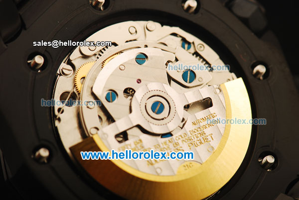 Audemars Piguet Royal Oak Offshore Chronograph Swiss Valjoux 7750 Automatic Movement PVD Case with Black Leather Strap-Run 12@Sec - Click Image to Close